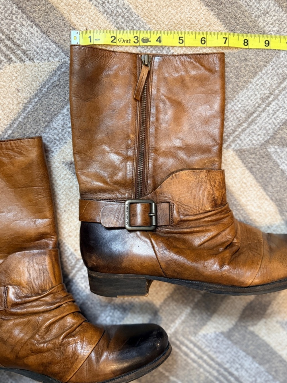 Vince Camuto|Distressed Moto Ankle Boots|Leather|Mid Shaft|Two Toned|Size 10.5 - Picture 9 of 16